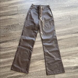 Brown Faux Leather Pants